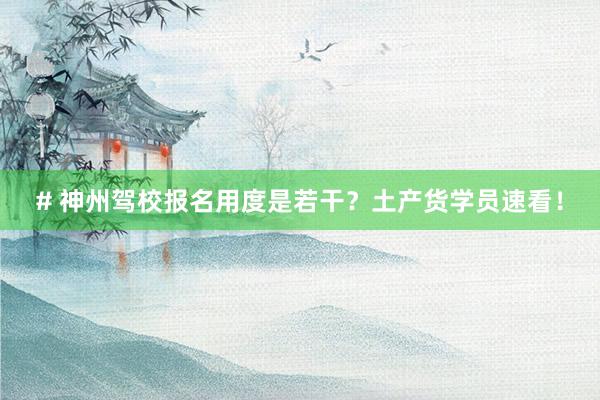 # 神州驾校报名用度是若干？土产货学员速看！